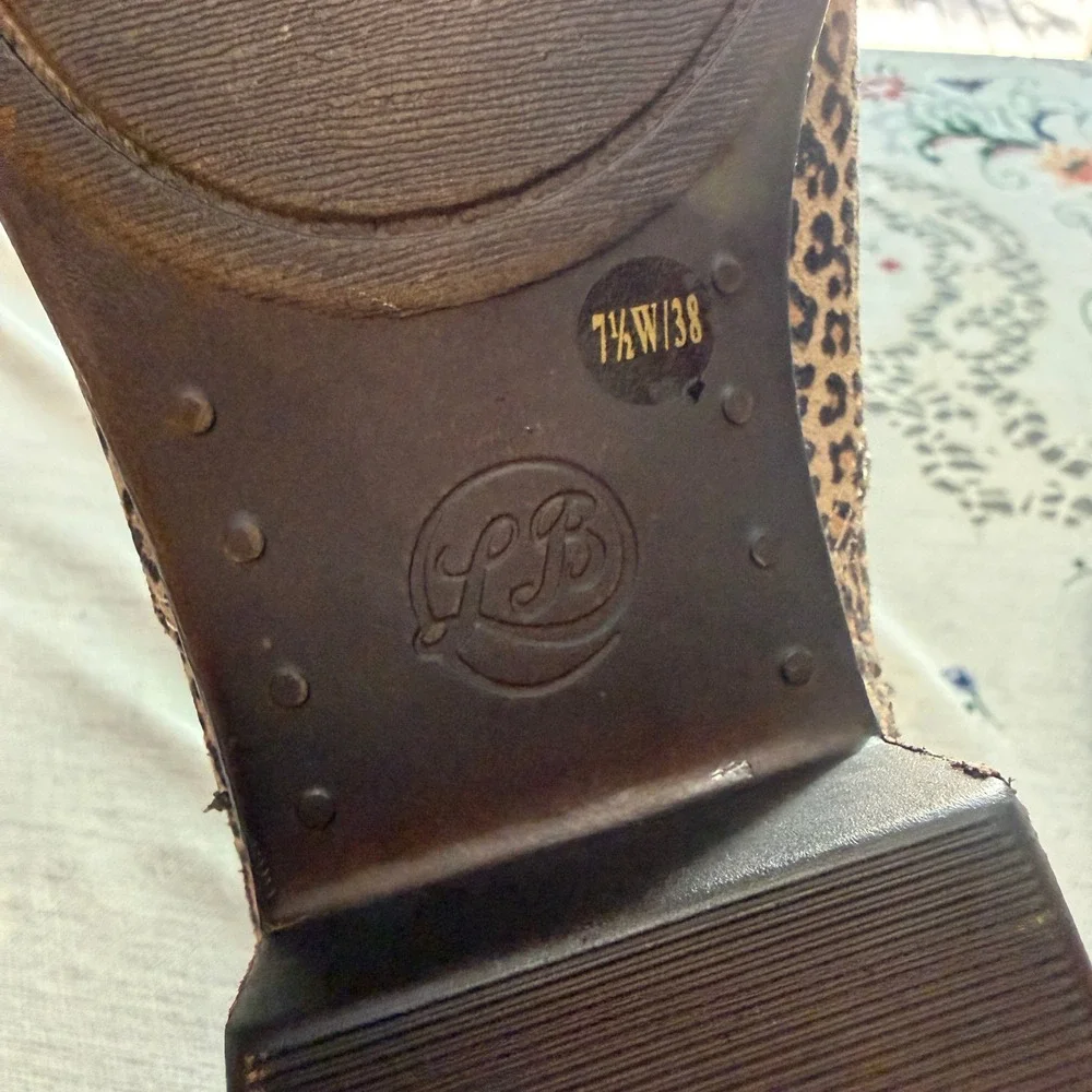 Lucky Brand Belia Ankle Bootie 7.5W Leopard Print Tan Brown Leather Shoes